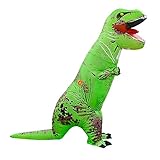 [ニューキング] ティラノサウルス コスプレ服 恐竜 着ぐるみ インフレー オーバーオール 着ぐるみ 大人用 おもしろい コスチューム 演出服 ハロウィン 仮装 (グリーン)