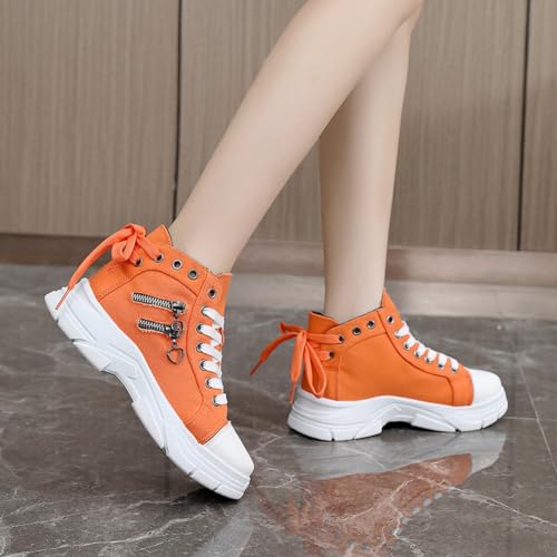 VAXAV Women's Lightweight High Top Platform Canvas Sneakers Breathable Walking Shoes4