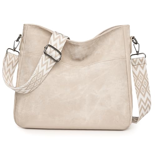 Outplea Sac à Bandoulière Boho pour Femme, Sac à Main Vintage Hobo avec Bandoulière Large Réglable avec Fermeture Éclair pour Voyager Travail Shopping Usage...