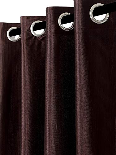 Image of Home Sizzler Long Crush 2 Piece Brown Door Curtain, 7 feet