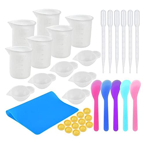 YSJJEFB Harzformen 36. IN 1 Silikonwerkzeuge Set mit Nonstick-Mat-Pad Große Messbecher for DIY. Schmuckhandwerk, das…