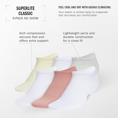 Classic Superlite Low-Profile No Show Socks (6-Pair) with arch compression for non-slip fit and breathable comfort2