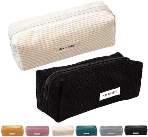 ZYEKIU 2 Stück Stiftemäppchen Cord Stoff Pencil Case Federmäppchen Mäppchen | Mäppchen mit Praktischem Reißverschluss Tragbares Federmappe für Teenager Männer Und Frauen für Schule