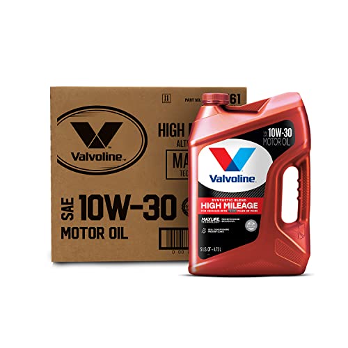 Image of Valvoline High Mileage with MaxLife Technology SAE 10W-30 Synthetic Blend Motor Oil 5 QT, Case of 3 (Packaging May Vary)