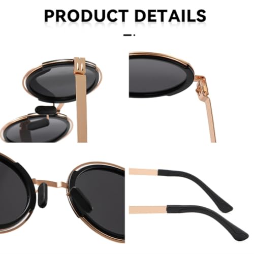 Lunettes de soleil rondes style punk rétro UV400 unisexes