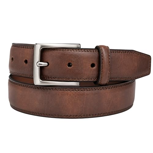 Image of Vince Camuto Mens Belt | Double Stitch Detailing | Genuine Leather Belt