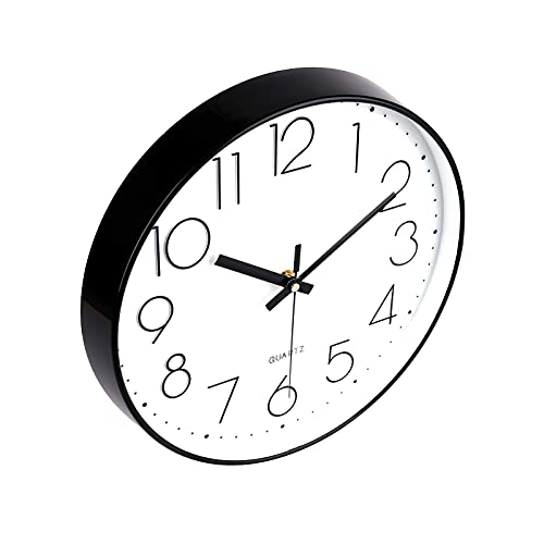 Image of jomparis Small Wall Clock Black Wall Clocks Silent Non-Ticking for Bedroom Bathroom Kitchen(8 Inch)