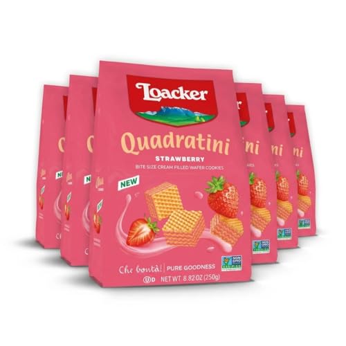 Image of Loacker Quadratini Strawberry Wafer Cookies, 30% Less Sugar, 6-Pack