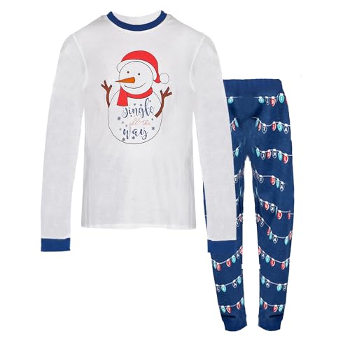 NOROZE Unisex kids Halloween Pyjamas Boys Snowman Pumpkin Spider Rudolph Pyjama Set Girls Loungewear Nightwear Cotton Pajamas Set 2 Piece Pjs sets Top Bottom (11-12 Years, Jingle Snowman White)