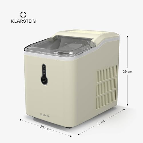 Klarstein Eiswürfelmaschine Klein - 12 kg/24 h, 8 Min Zyklus, 1,5 L Wassertank, LED-Anzeigen, Tragbar, Transparenter Deckel, Inkl. Schaufel - Eiswürfelbereiter für Partys – Bild 8