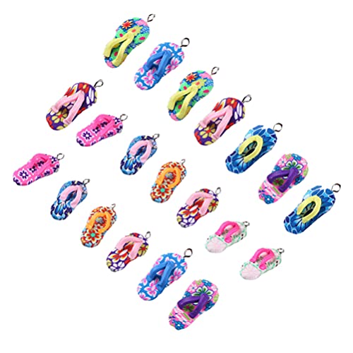 Toddmomy 50pcs Clay Flip- Flop Ornament Charms Pendant Resin Shoe Pendants Flatback Cabochons Charms Flatbacks Loose Beads for DIY Jewelry Making Bracelet Earring Mixted Color