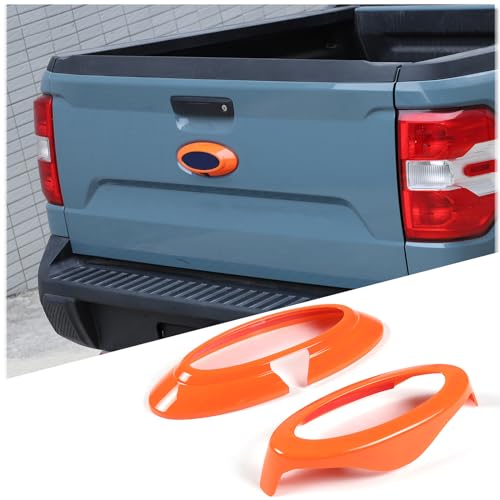 Image of Rear and Front Emblems Trim Ring Cover Compatible with Ford Maverick 2022-2025, Car Front and Rear Logo Circles Cover, Front Hood Rear Trunk Emblem Logo Decorative Accessories (Orange)