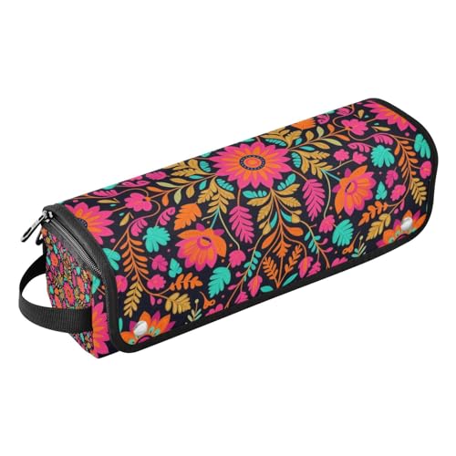 Bolso de viaje y estera resistente al calor para herramientas de cabello con diseño floral de arte popular mexicano miniatura 1