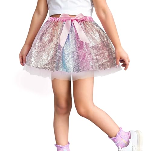 Falda de lentejuelas para niña, cintura elástica, con purpurina brillante, falda plisada, elegante, festiva, tutú, faldas para niños, danza, princesas, fiesta de cumpleaños, Rosa., 2 años