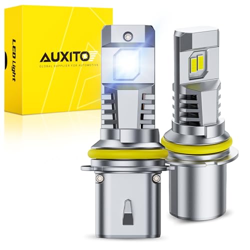 AUXITO 9007 Bulbs, 50000LM Ultra-Bright HB5 Light, Direct Insert 5 Mins Installation, 50000Hrs Long Lifespan, No Flicker, 99% Compatibility, Pack of 2