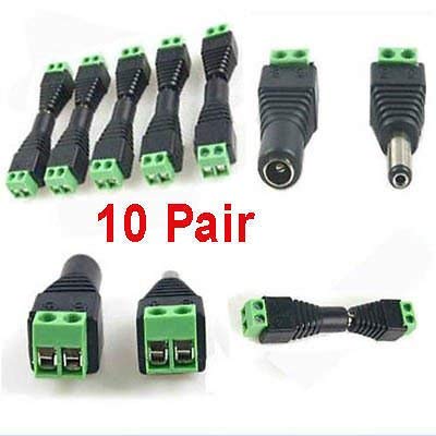 Image of DIY Crafts Pack Of 10 Pair, 10 Pcs Male And 10 Pcs Female, 10 Pair 20 Pcs /Male and Female Dc Power Jack Adapter Connector Plug Branded DIY Crafts fo (Pack Of 10 Pair, 10 Pcs Male And 10 Pcs Female)