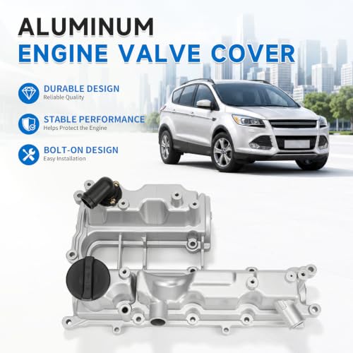 Image of BM5Z6582A 1.6L Aluminum Engine Valve Cover with Gasket Compatible with 2013-2016 Ford Escape, 2014-2019 Fiesta, 2013-2015 Fusion, Transit Connect 2018-2019, Replace BM5Z-6582-A