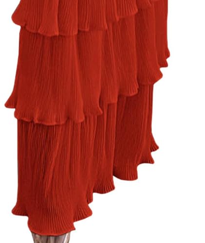 Image of SEMATOMALA Women's Boho Tube Top Tiered Ruffle Slim Fitted Maxi Dress Smocked Vacation Holiday Long Dress