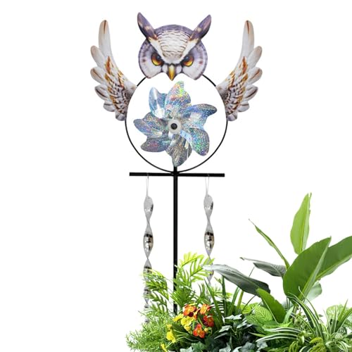 Metal Wind Spinners, Stakes Decorative Owl Decoys, Owl Wind Spinner, Kinetic Art Garden Decoration For Yard, Lawn, Outdoor & Indoor Decorations