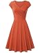Laksmi Elegant Dresses, Womens Casual Dress A Line Cap Sleeve V Neck Medium, Orange