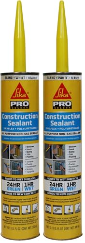 Image of SIKA Sikaflex Construction Sealant - White, All-Purpose Polyurethane for Joints 1 /2 inch or Smaller - 10.1 fl. oz - Weatherproof, High Elasticity, Paintable, Strong Adhesion, (Pack of 2)
