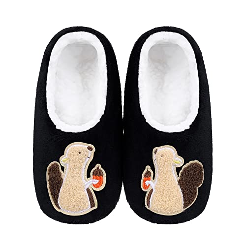 Image of ZYZX Cute Slipper Socks with Grips,Cozy Soft Sole House Slippers for Women | Animal Pattern Warm Safe Non Slip Fleece-lined Fluffy Fuzzy Socks Indoor for Adult,Easy to Wash,Gifts