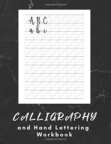 Calligraphy and Hand Lettering Workbook: 160 Sheets - Work Book Lined Handwriting for Adults Kids Teens Beginner's Black Marble