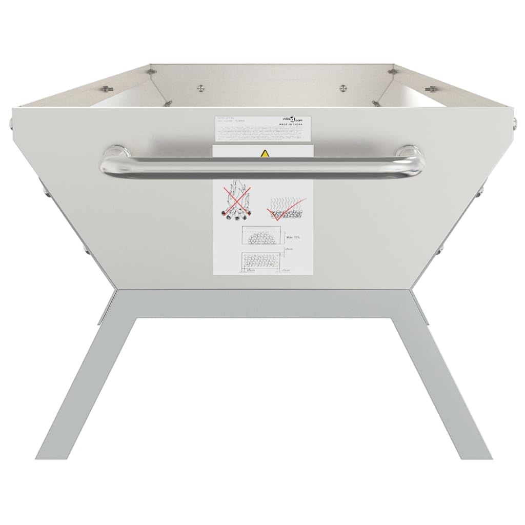vidaXL Plateau pour Barbecue Argenté 158x42x31 cm Acier Inoxydable, Plateau de Gril, Plateau de Charbon de Bois, Plateau de Fumeur