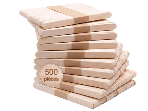 Zollner24 Bâtonnets de glace - 500 bâtonnets en bois naturel - 11x1 cm - écologiques - parfaits pour le bricolage