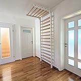 ✔️ 15 Jahre Garantie. ARTIMEX Sprossenwand mit Klimmzug für Physiotherapie und Gymnastik - Wird in Heimen, Fitnessstudios, Kliniken und Fitnesscentern verwendet- aus Metall/Holz, 240 x 90 cm, Artikelnr. 277/Weiß