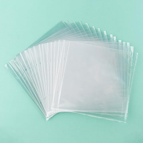 Image of 20 Pags 6 inch X6 inch Clear Plastic Binder Pockets,2 Holes 2 Pockets Per Page, can Fit More Stencils,Made Exclusively for Stencils,Die Cuts,Photos,Stamps Within Size 6x6 Storage Bills Organizer