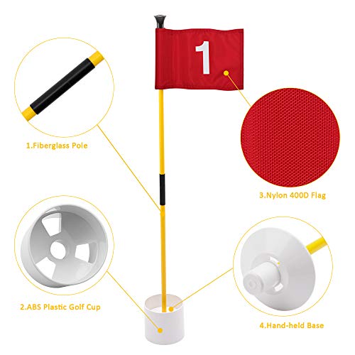 image for KINGTOP Miniature Golf Flagstick, Practice Putting Green Flags for Yar