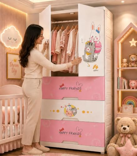Image of HIWARE Premium Modular Wardrobe for Bedroom, Kids Room and Home | Spacious Clothes Storage Cabinet with Drawers and Shelves | Modern Stylish Design, Heavy Duty, Multiuse Organizer -SJ6525-SWEET-TREATS