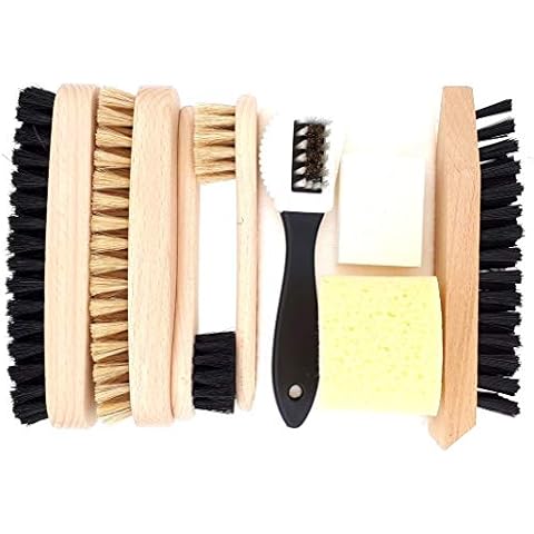 DELARA 9-teiliges Schuhputz-Set mit Holzbürsten und Naturborsten - Made in Germany Cover