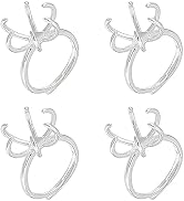 NBEADS 4 Pcs Claw Ring Blank, Adjustable Brass Ring Bases 6 1/2(16.9mm) 6 Prong Finger Ring Compo...