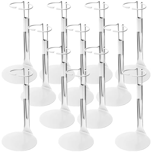 Image of Reallnaive 12 Pcs Adjustable Doll Stands for 12 Inch to 18 Inch Dolls Display Stand with Expandable Waist Wire Action Figure Display(White)