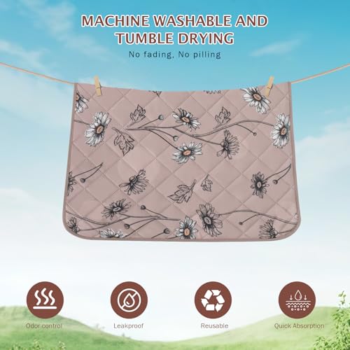 Image of IEUUMLER Washable Pee Pads for Dogs, 2 Pack Non-Slip & Waterproof Pack Whelping Pad, Reusable Puppy Potty Training Pad with Fast Absorbent for Playpen EU007 (Muted Coffee Daisy, 36 inchX24 inch-2pcs)