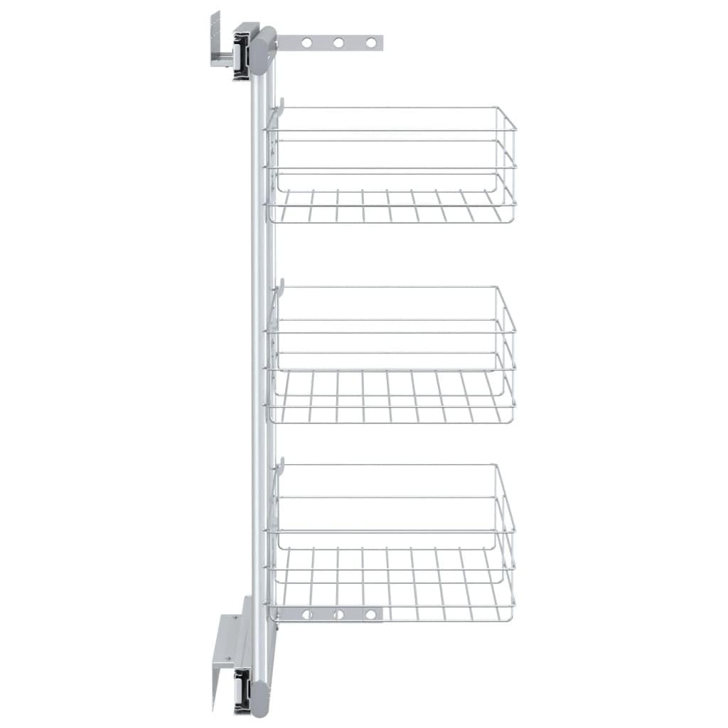 vidaXL Bandeja Extraíble Cocina 3 Niveles Alambre Plateado 47x25x56 cm Canasta Accesorios para Organización Optimización Práctica Espacio Utensilios
