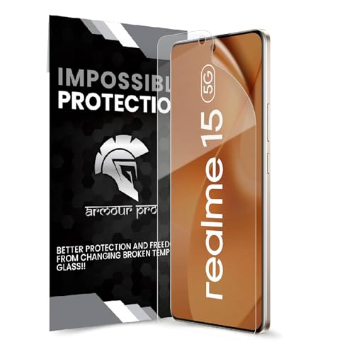Image of ArmourPro Screen Protector for Realme 15, Premium Ultra Thin TPU Front Membrane Guard, Bubble-Free, Edge to Edge Coverage, Fingerprint Friendly | Crystal Clear, 1 Pack