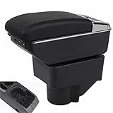 YJYWZH Armrest Box for Ford Fiesta 3 MK7 Armrest Box Double Layer Car Interior Storage Center Console with 7 USB Port Insert Accessories Black Car Styling