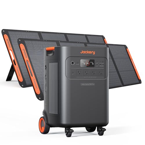 Image of Jackery Solar Generator 5000 Plus with 2x 200W Solar Panels, 5040Wh LiFePO4 Portable Power Station, 10-Year Lifespan, 7200W AC Output, Whole Home Backup for Emergency