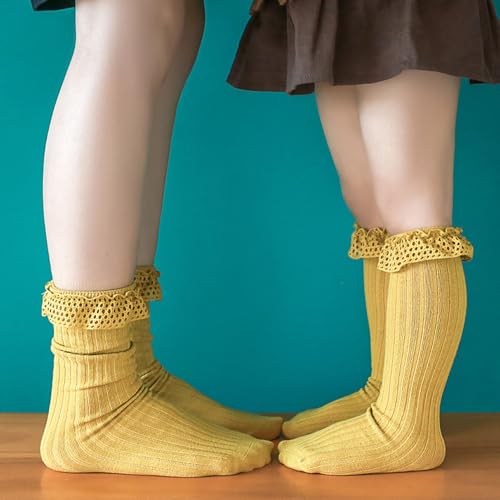 Toddler Boy Girl Knee High Ruffle Socks for Girls Infant Baby Grip Non Slip Cute Cotton Long Socks Stocking Stuffers4