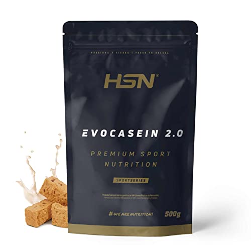 HSN Caseína Micelar Evocasein 2.0 | Turrón 500g | Batido de Proteína Secuencial Ideal para Antes de Dormir | Con Enzimas Digezyme® | No Incluye Dosificador | No GMO, Vegetariana, Sin Gluten