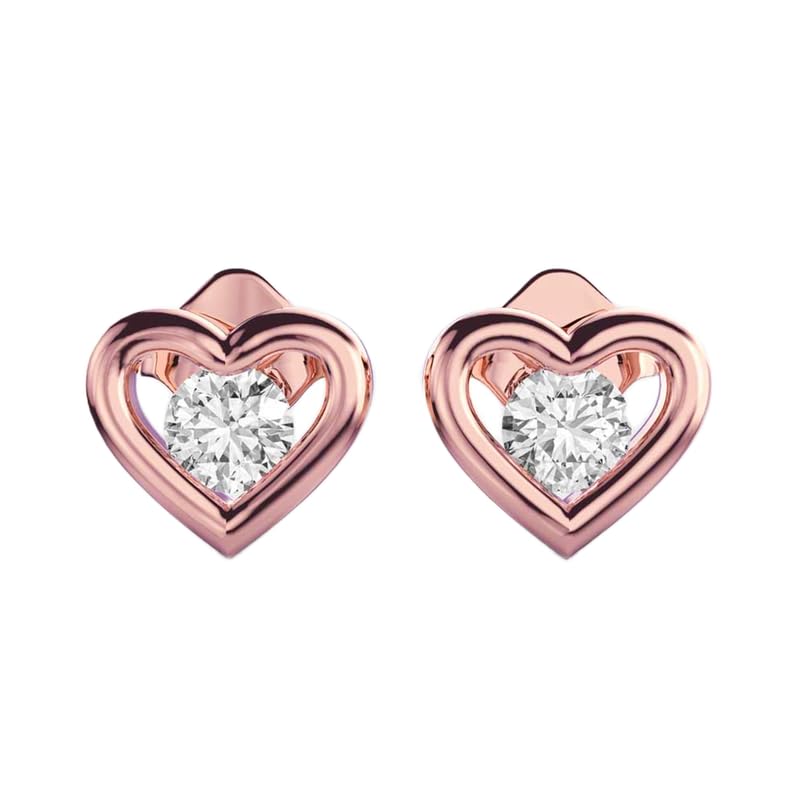 Clous d'oreilles cœur pour enfant en argent 925 et or rose R_00106