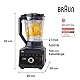 Braun PowerBlend 9 JB9040BK Hochleistungs-Standmixer mit 1600 Watt Motor, 2 l Tritan-Behälter, 18 Programme, 10 Geschwindigkeiten, Schwarz