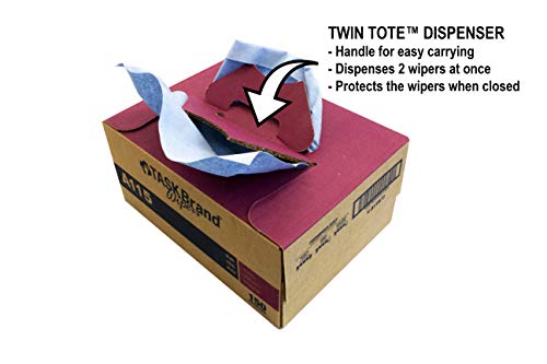 Image of TaskBrand N-A115ITB Advantage Series Interfold Wipers Cloth for Heavy Duty Cleaning, Twintote, Spunlace, Blue (Pack of 150)