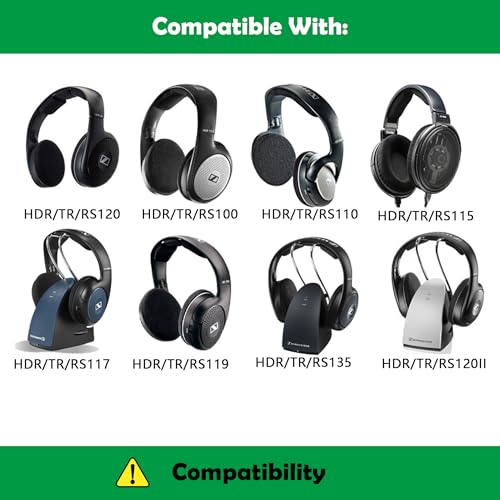 Almohadillas de repuesto para auriculares RS120, compatibles con Sennheiser RS120/RS100/RS110/RS115/RS119/RS117/HDR120/TR120/RS135, con tela transpirable y espuma viscoelástica miniatura 2