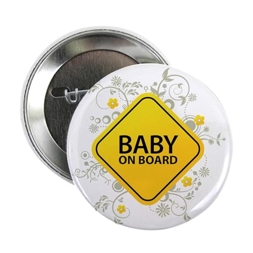 CafePress Baby On Board Baby 2.25 Button 2.25″ Button, White, One Size