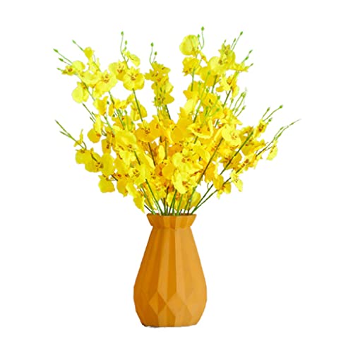 MRKU Ramo de Flores Artificiales, orquídea danzante, Flores Artificiales con jarrón de Cristal, decoración para Bodas, hogar, Tela de Seda, Flores Falsas, Festivales navideños, Flores de imitación.