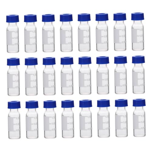 NAMOARLY 100pcs Chromatography Vial Sample Glass Bottles Lids for Labs Mini Bottles Caps Sample Containers